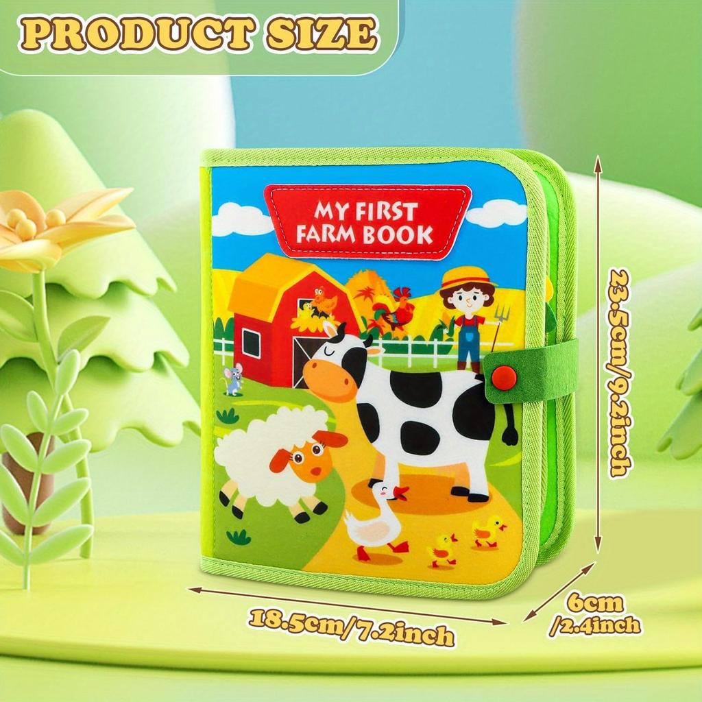 First Farm Book Vibrant Farm Themed Busy Board for Youngsters Includes Animals Tools Weather and More Perfect for Early Learning