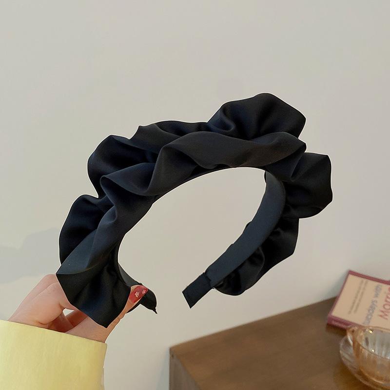 Korean simple solid color fabric pleated headband spring little fresh girl pressure hair headband daily versatile hair accessories woman