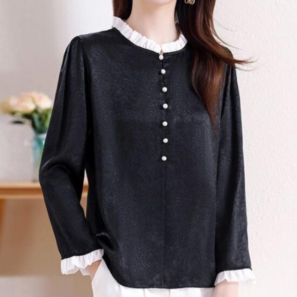 Navava Women Vintage Classic Button Long Sleeve Blouse Nb2511