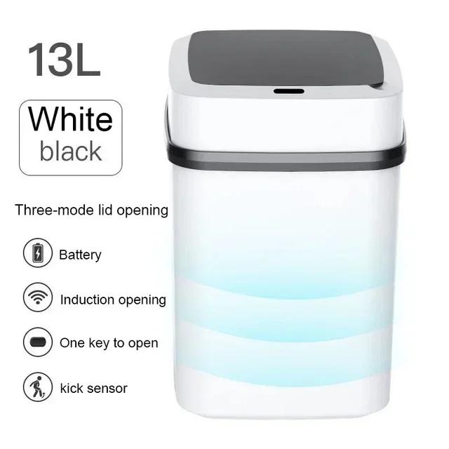 Papelera inteligente para cocina, baño, reciclaje, con sensor automático, eléctrica, impermeable, 13 l