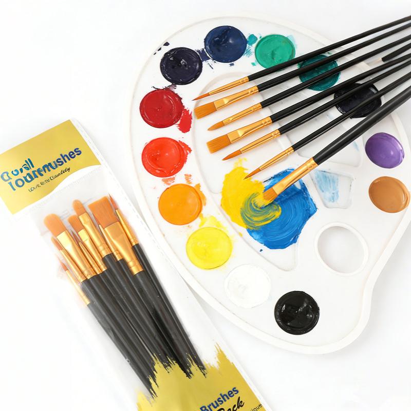 10Pcs/Set Plastic Rod Nylon Hair Hook Line Gouache Oil Brush School Art Supplies Multi-functional Watercolor Brush Pearlescent