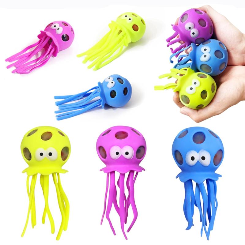 Kreative Quallenhöhlenkugel Oktopus spielt im Wasser Bunte Perlen Kinder-Stressabbau- und Belüftungsspielzeug