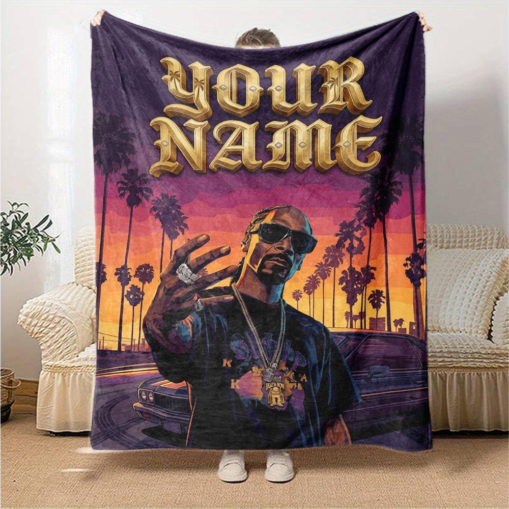 Name Custom Snoop Dogg Print Flannel Blanket High Quality Warm Comfortable Cover for All Seasons Perfect for Gifts Home Decor