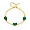 Elegant Colorfast Titanium Steel Jewelry Set: Five Emerald Flat Snake Chain with Earrings, Bracelet, and Necklace