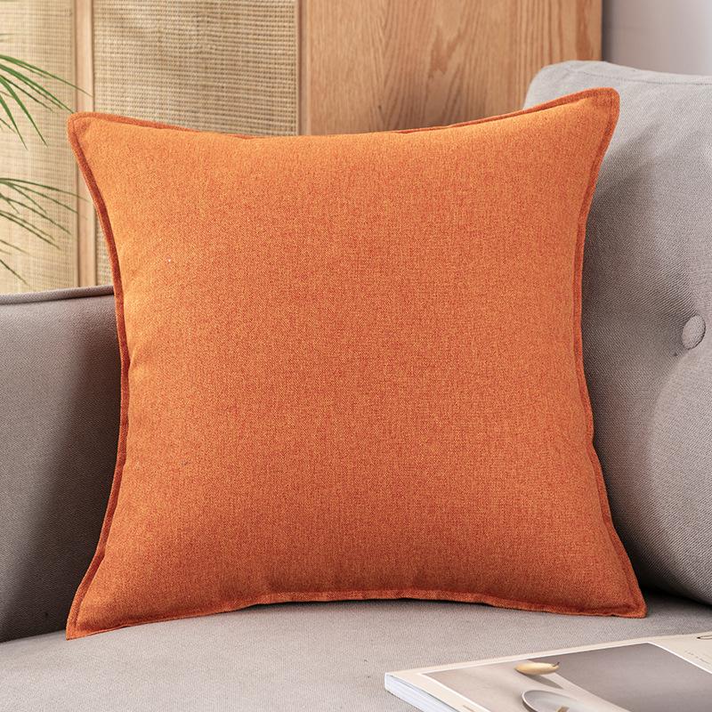 Chinese Style Fine Linen Sofa Back Cushion – Solid Wood Living Room Decor Pillow, Imitation Cotton Linen, High-End Bed Backrest.
