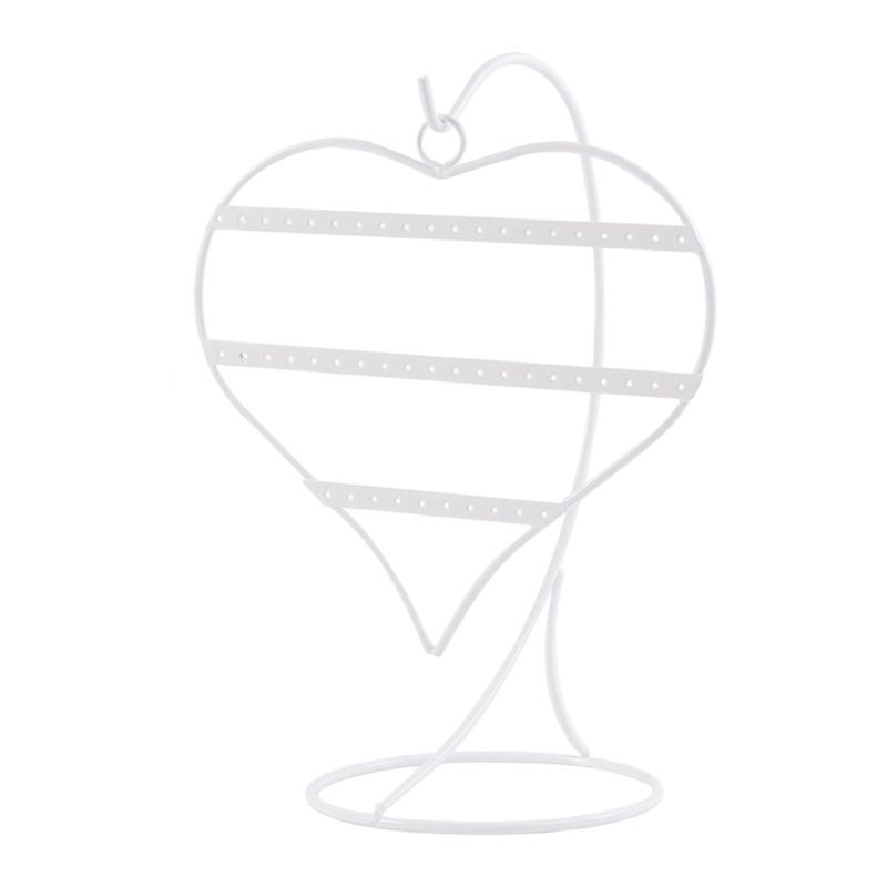 Elegant 50 Slot Heart Shape Earring Rack Jewelry Showcase Desktop Organizers for Ear Studs Chains Store Display Home