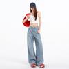 Spring Summer Premium Lyocell Tencel Relaxed Drape Wide Leg Saber Cut Floor Sweeping Denim Long Pants Female Casual Pants Oversize Denim Trousers