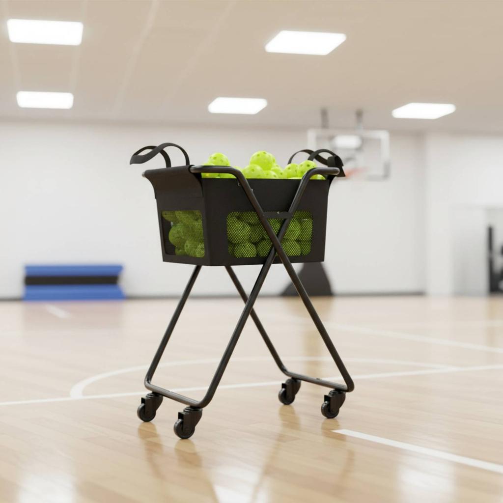 Pickleball Ball Carrier Foldable Folding Ball Pickup Carrier Pickleball Hopper Movable Sports Equipment Wheels For Trainers