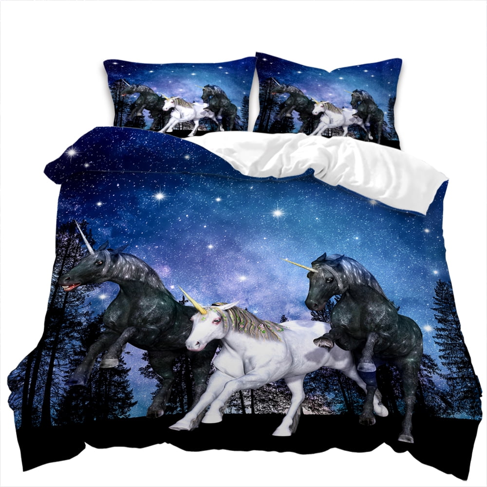 Home Textiles Unicorn Printed Bedspreads Soft Duvet Cover Set Girl Boy Adult People High End Beding Set,Quen Sized Dimensions Warm Soft plus Breathabl