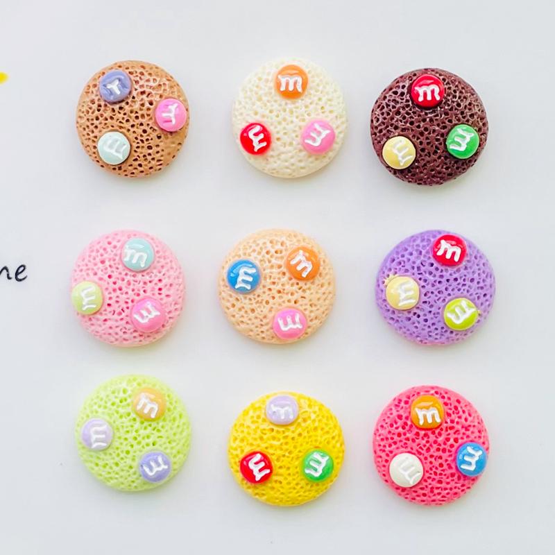 10 Pcs New Lovely Mini Kawaii Cartoon M Bean Candy Biscuits Series Resin Diy Jewellery Hairpin Accessories Decorate A127