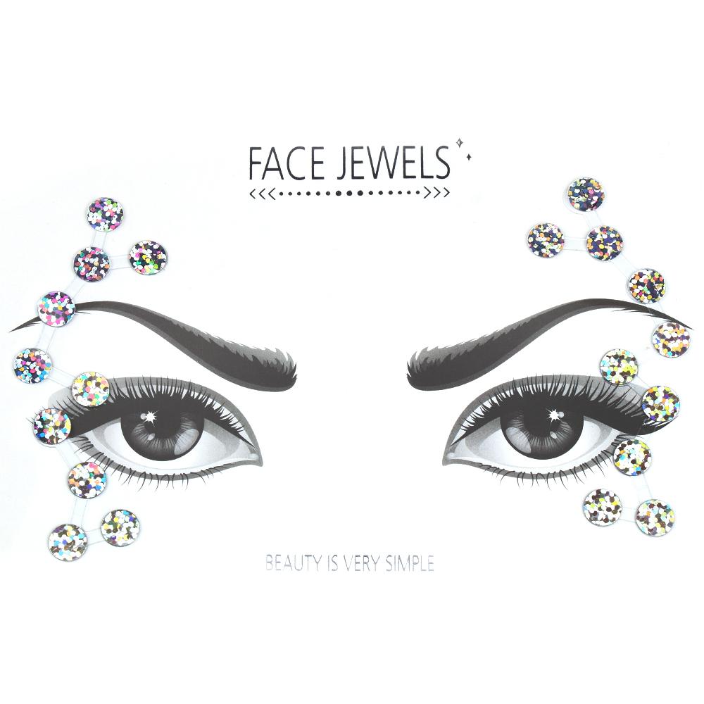 Fashion Colorful 3D Crystal Temporary Tattoo Face Gems Jewels Rhinestone Glitter Adhesive Stickers Festival Body Facial Decor