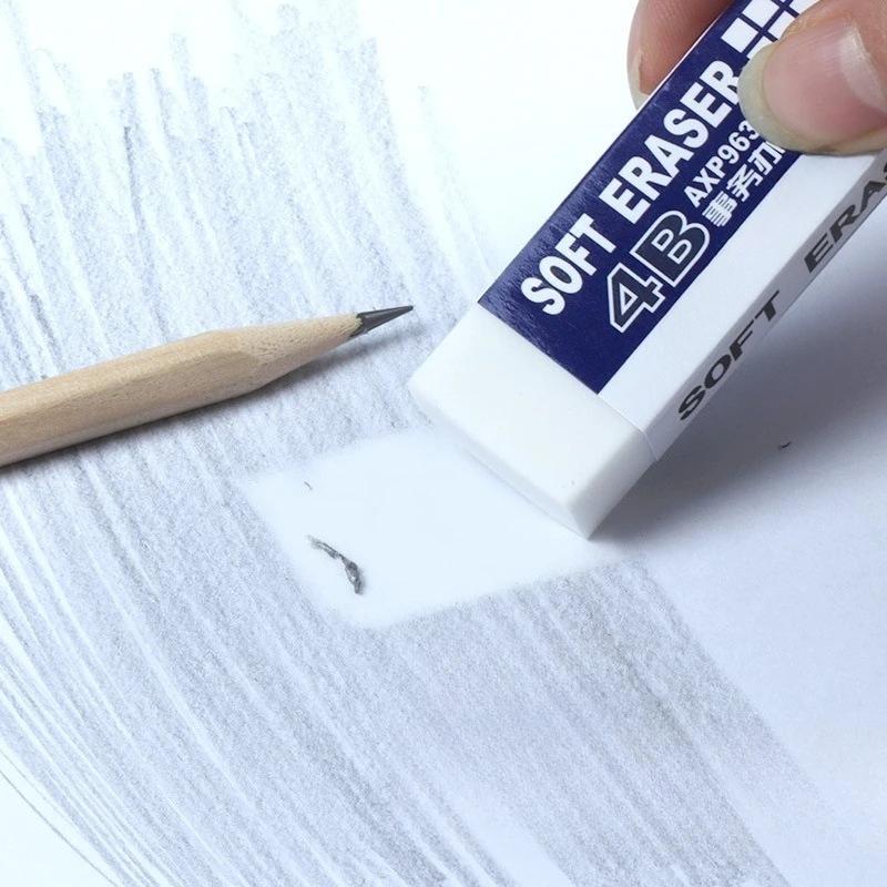 5pcs 4B Eraser Clean and Mess Free Student Exam Office Sketch Soft Eraser for Kids Correction Supplies Pencil Rubber Stationery