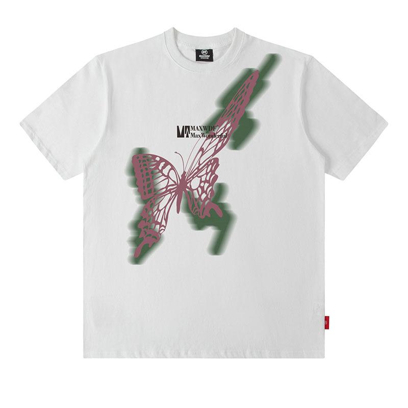 Trendy Brand Men'S T-Shirt American Street Trend Design Butterfly Printing Cotton Short-Sleeved T-Shirt Men And Women