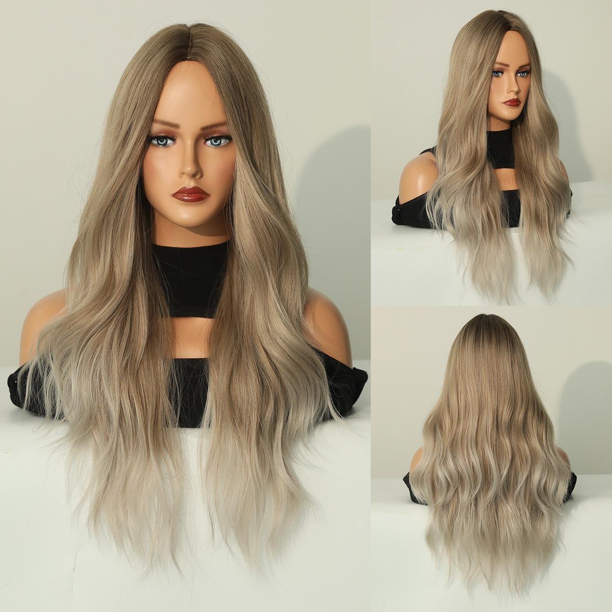 

Женские волосы 67 см, имитация волос, светлые волосы, длинные волосы, длинные вьющиеся волосы, волосы розы, сетчатый головной убор, полный головной убор, натуральный настоящий парик 67cm 26inch золотой