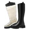 Winter boots women's leather flat-bottomed high boots thickened wool high boots thick-soled large cotton long boots large size women's cotton boots