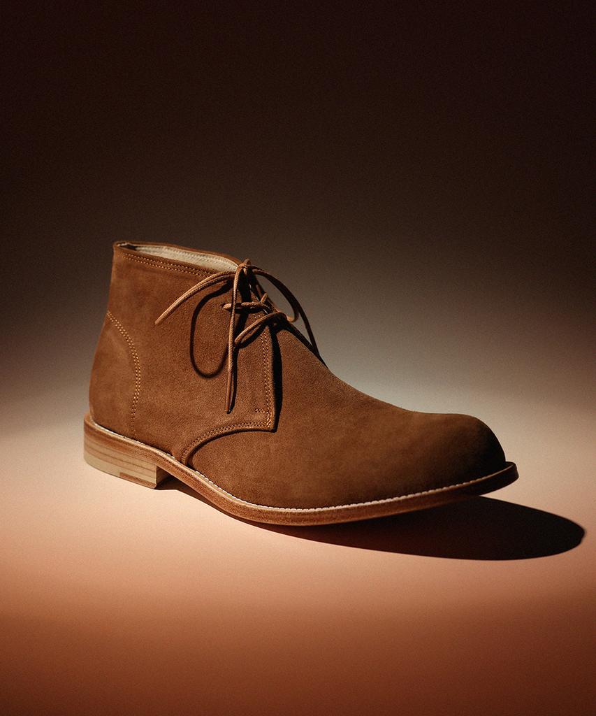 Firenze Atelier [Red Sole] Ankle Line Solid Chukka Boots 2700 [Mid Brown Suede]