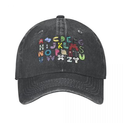 Vintage Washed Denim Alphabet Lore Costume For Boys Baseball Cap Women Unisex Hat Adjustable Matching Learning 26 Letters Cap Hats