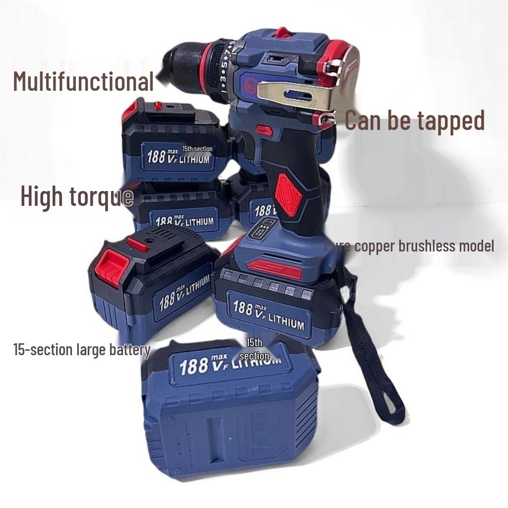 High-Power Rechargeable Electric Drill with Lithium Battery and Screwdriver Function