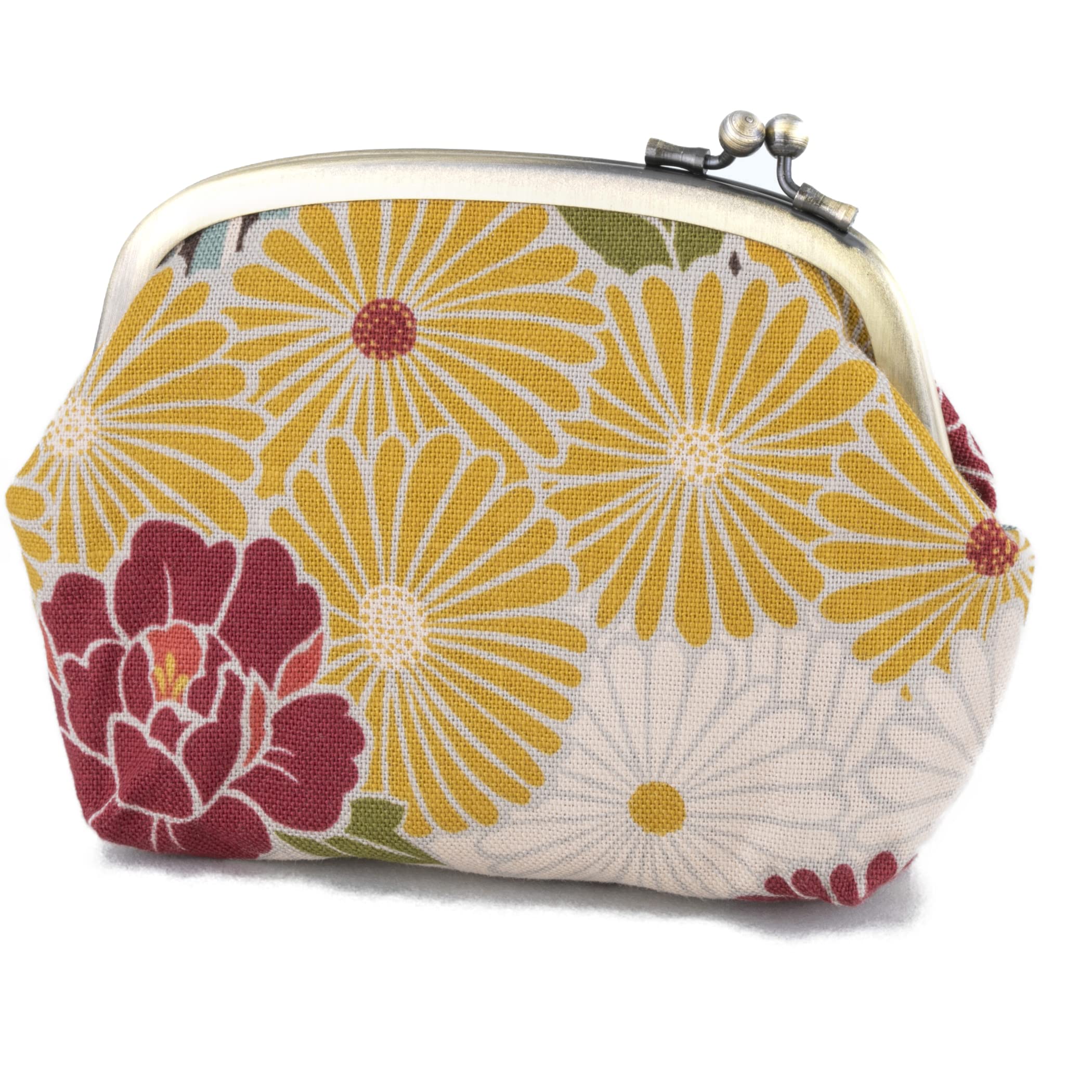 

Noren Gamaguchi Pouch Flower Gamaguchi Small Item Case Made in Japan with Interior Coin Portable (Retro Pouch/Lined Blue) - Makeup, Cosmetics,
