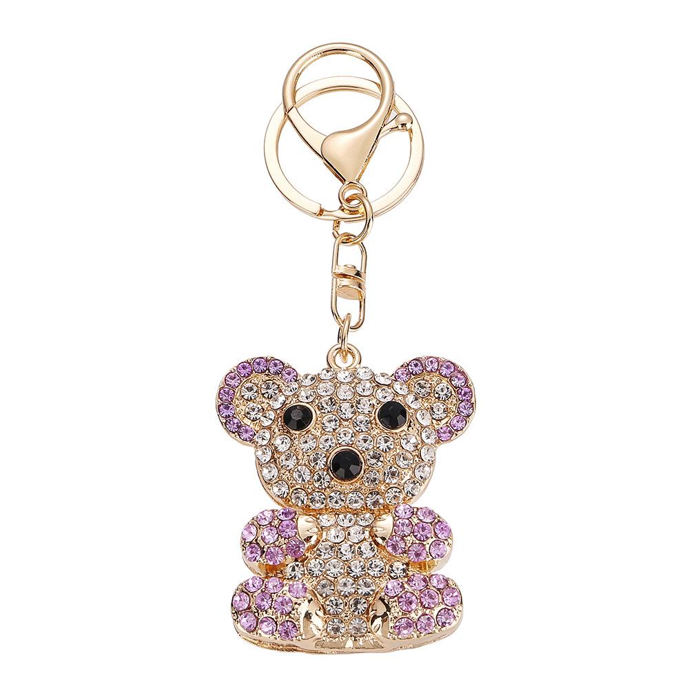 Bear Keychain - Cute, Creative and Exquisite Bear-shaped Car Keychain, Pendant for Bags and Accessories. фиолетовый