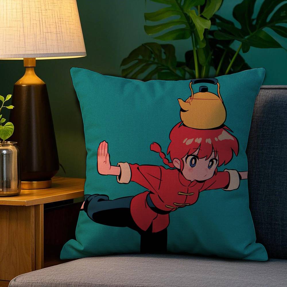 Cartoon RRanma1 2 Pillow Case Sofa Living Room Bedroom Doublesided Printing Square Cushion Nap Time Pillow Case