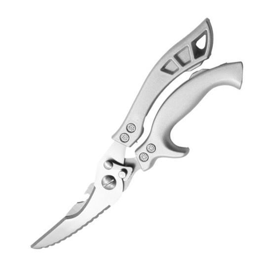 Heavy-Duty Kitchen Shears with Spring-Loaded Handle, Stainless Steel Poultry Scissors for Chicken Fish Ribs, 6-in-1 Multi-Tool with Bottle Opener &