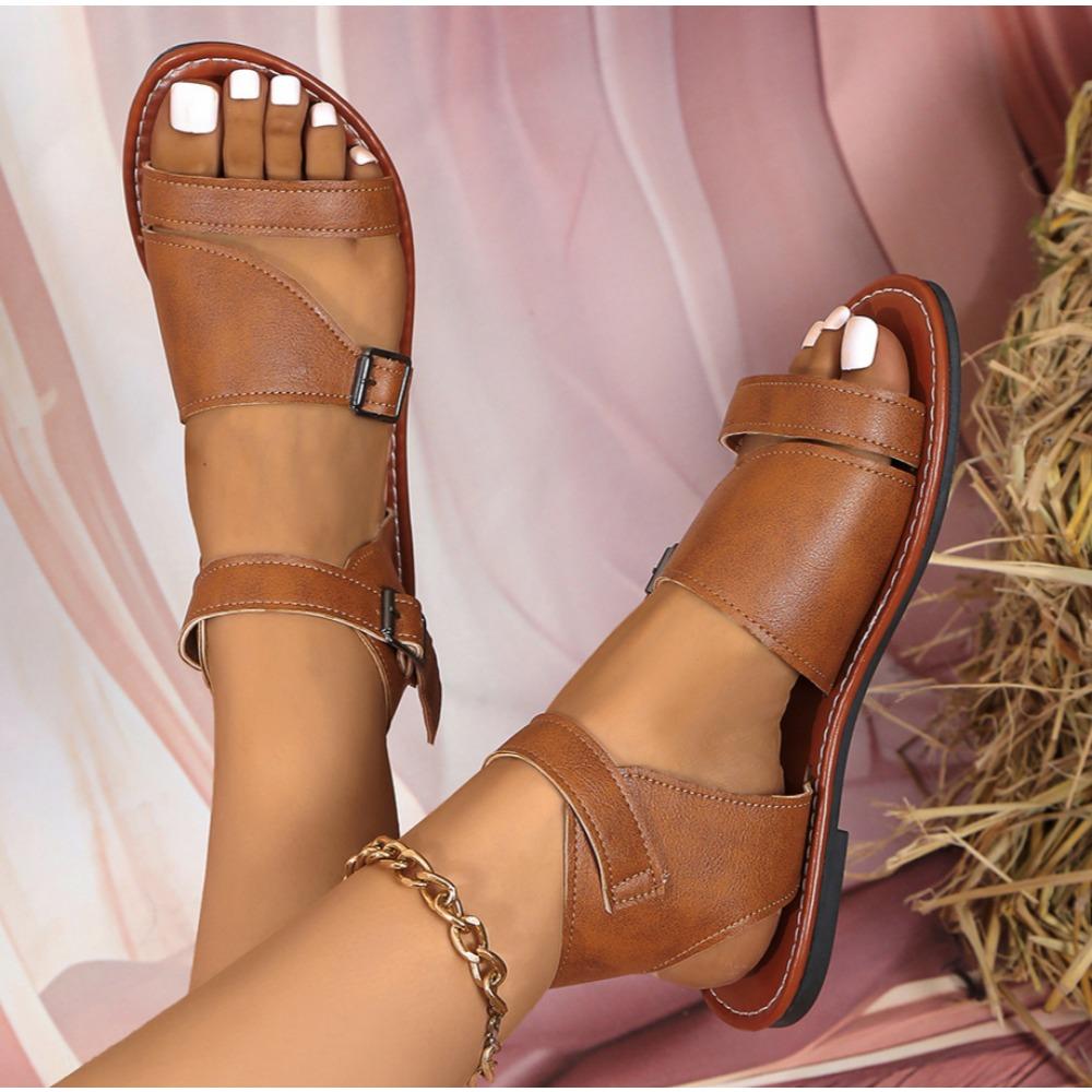 Summer Roman Sandals Women Simple Type Open Toe Flat Sandals Colorful Comfortable Dress Shoes Size 43