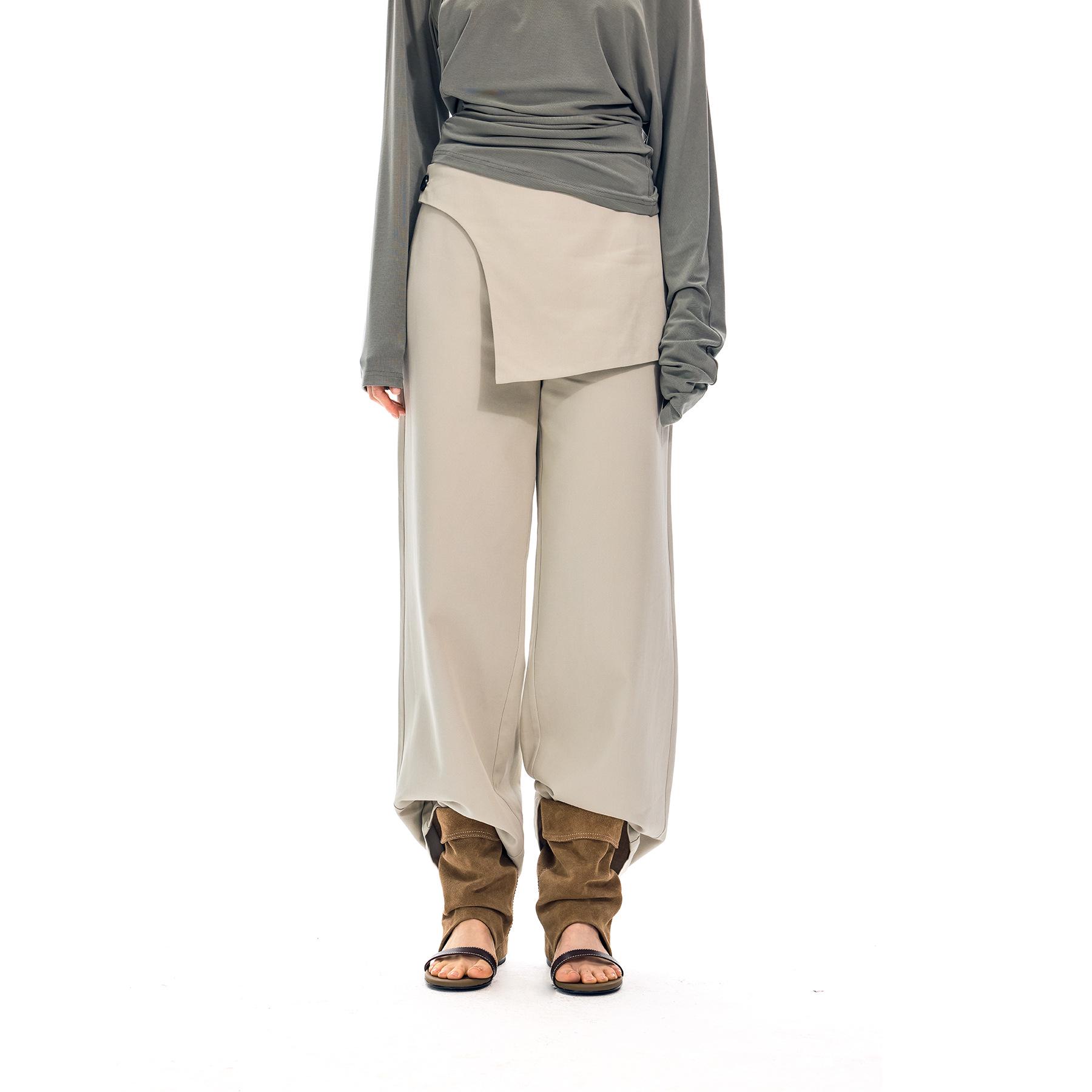 Women s Casual Wide-Leg Pants, 2026 Autumn Collection – Irregular, Comfortable, and Stylish. Small серый/зелёный