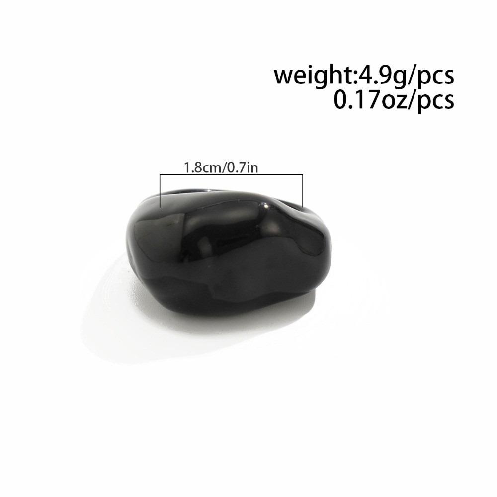 Vintage Black White Geometric Resin Ring Irregular Shape Plastic Finger Ring Big Knuckle Ring Women Men