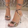 10Cm Gold High Heels Sandals for Women Ankle Cross-Tied Stiletto Heeled Party Shoes Woman Plus Size 35-43 Pointed Toe Sandalias