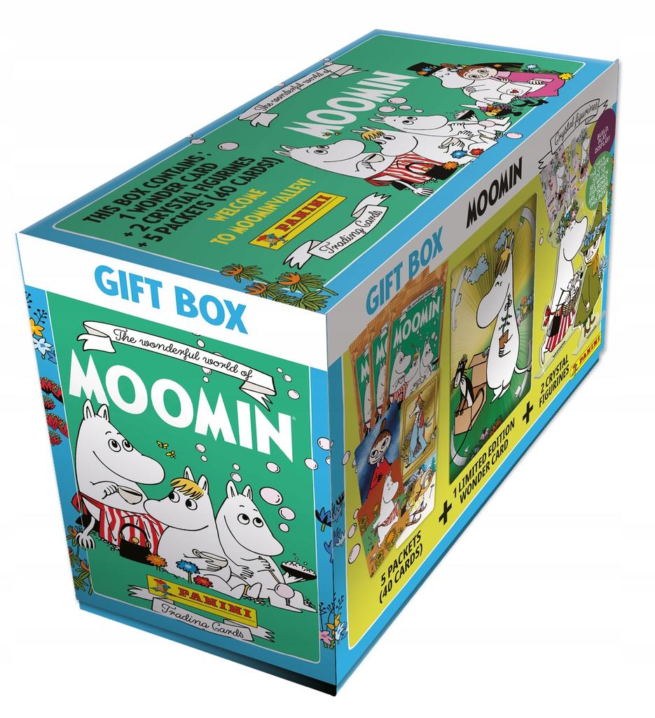 Panini muminki scatola regalo 5 bustine = 40 carte + 2 statuette di cristallo