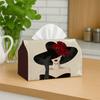 1pc, 2D Flat Printing, Portrait of an Elegant Lady Wearing a Red Hat Printed Tissue Box, Suitable for Bathrooms, Living Rooms, Bedrooms, Dressing Tabl