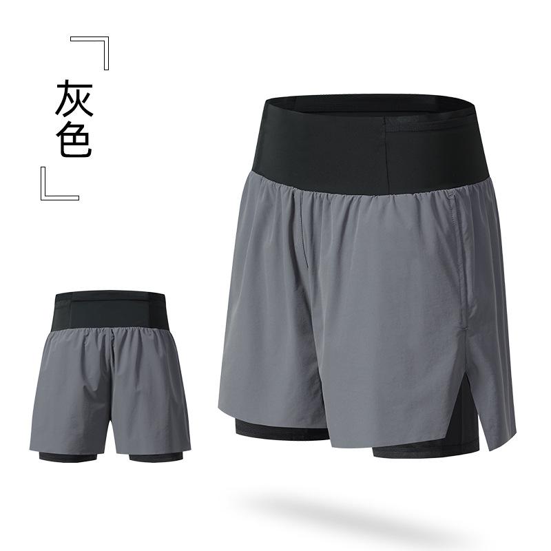 

Мужские летние шорты для бега по пересеченной местности, марафона, поддельные двухкомпонентные шорты с защитой от воздействия окружающей среды и карманом XXL серый