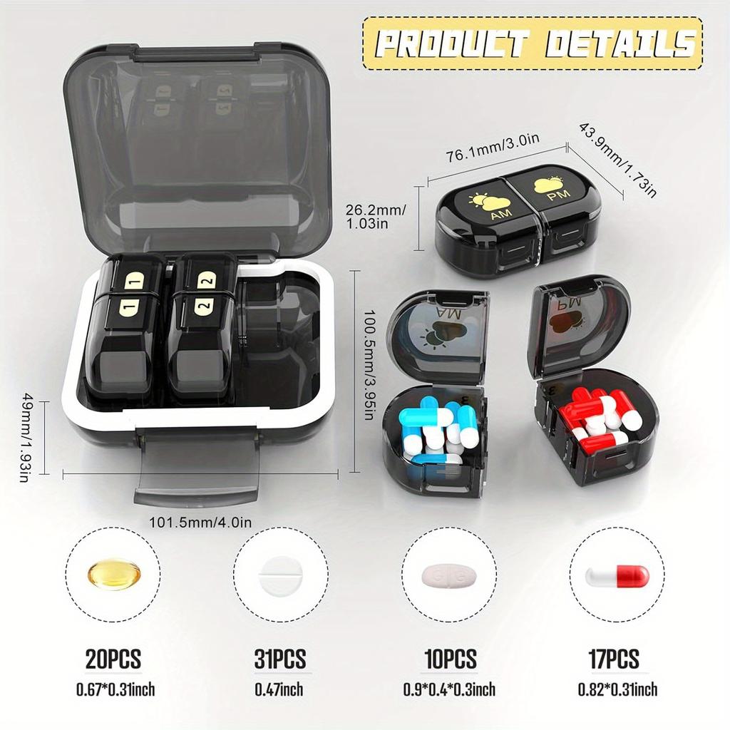 Weekly Pill Box Case Pill Organizer Detachable Vitamin Unique Plastic Pill Cases Box