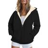 Hooded Women Coat Autumn Winter Warm Casual Fleece Zipper Lamb Cardigan