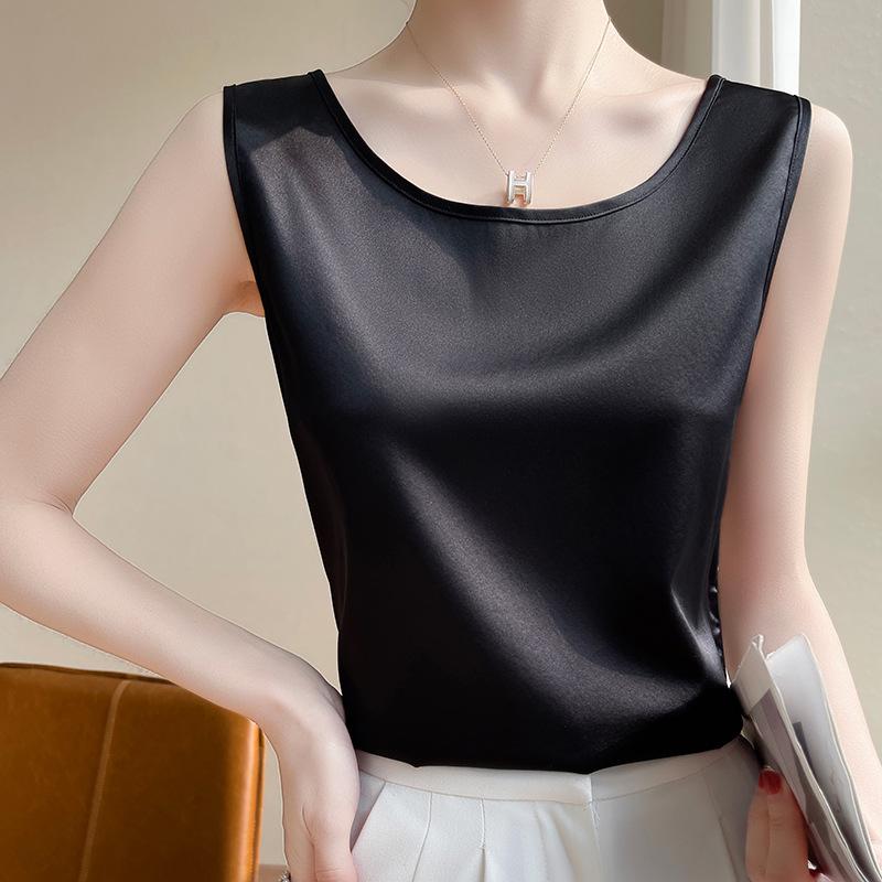 VEZFAA Women's Fashion Casual Summer Spring Solid Color Print Sleeveless Suspenders Blouses & Shirts