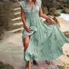 Women Dress Floral Print Lace-up Summer Bohemian Vintage Maxi Dress for Beach