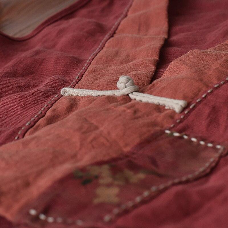 Johnature Women Vintage Vests Patchwork Linen Coats Autumn Button V-Neck Chinese Style Women Original Vests Coats