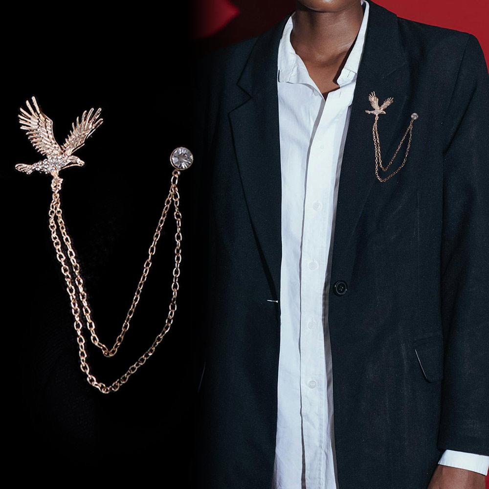 Rhinestone Men Brooch Zinc Zinc Alloy Suit Lapel Pin Personality Suit Collar Pin  Jewelry Accessories
