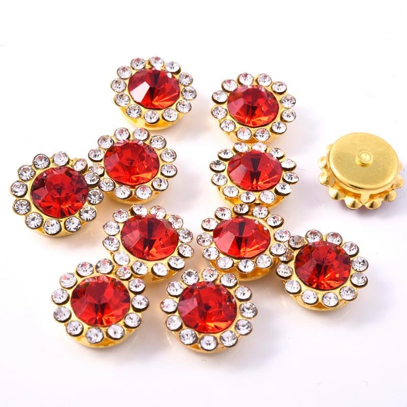 Sun Flower Claw Diamond, Glass Flower-Shaped Rhinestone Buckle Hand Seam Diamond, Round Flower Plate Grab Diamond Diy Jewelry Button Decoration