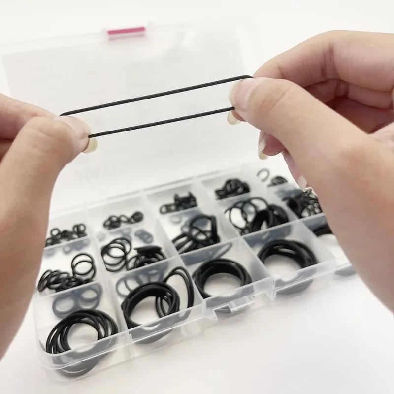 NBR Black O-Ring Assortment Kit 1 Box Of 225Pcs CS 1.5mm OD 6mm~30mm Nitrile Seals for Pumps/Valves Durable Mechanical Sealing