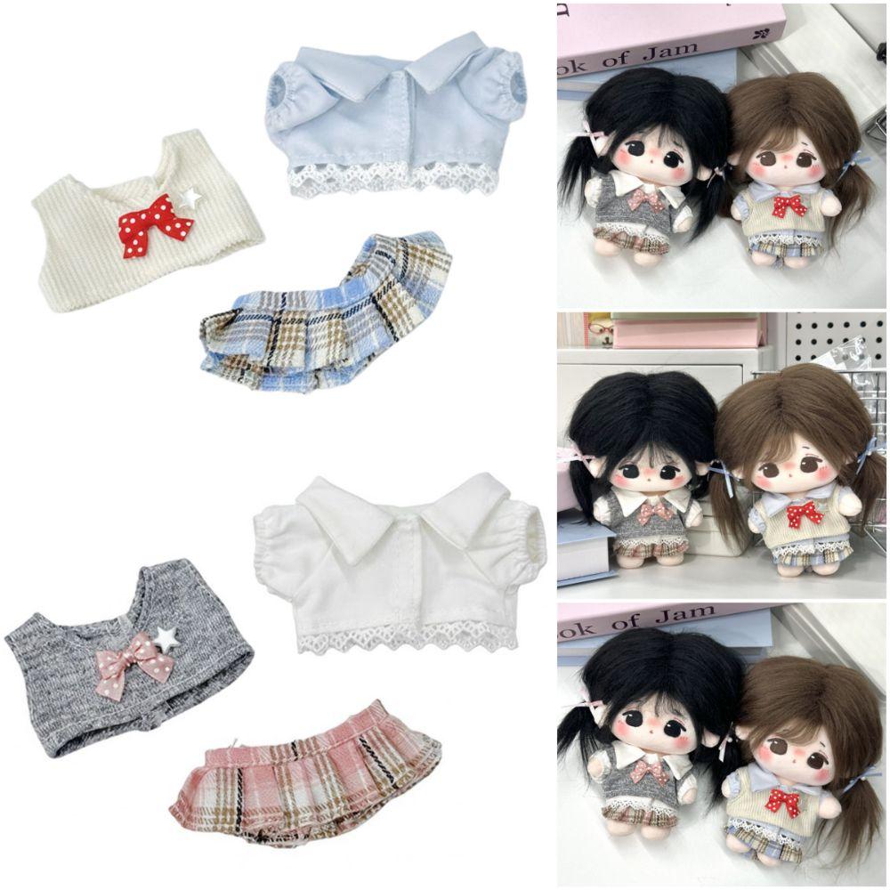 Blue Pink Doll Student Uniform 10cm Doll School Suit Doll Clothes  10cm Cotton Stuffed Doll