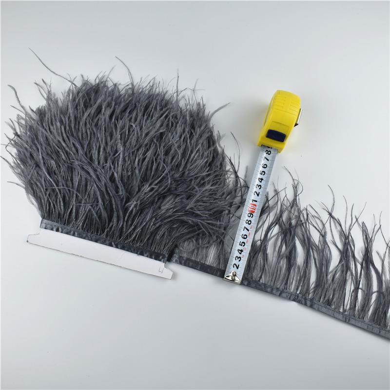 1Meters Ostrich Feathers On Tape Fringe Trim Ribbon 10-15Cm 4-6" Long White Feather Trims Decor For Clothes Flecos Decoration