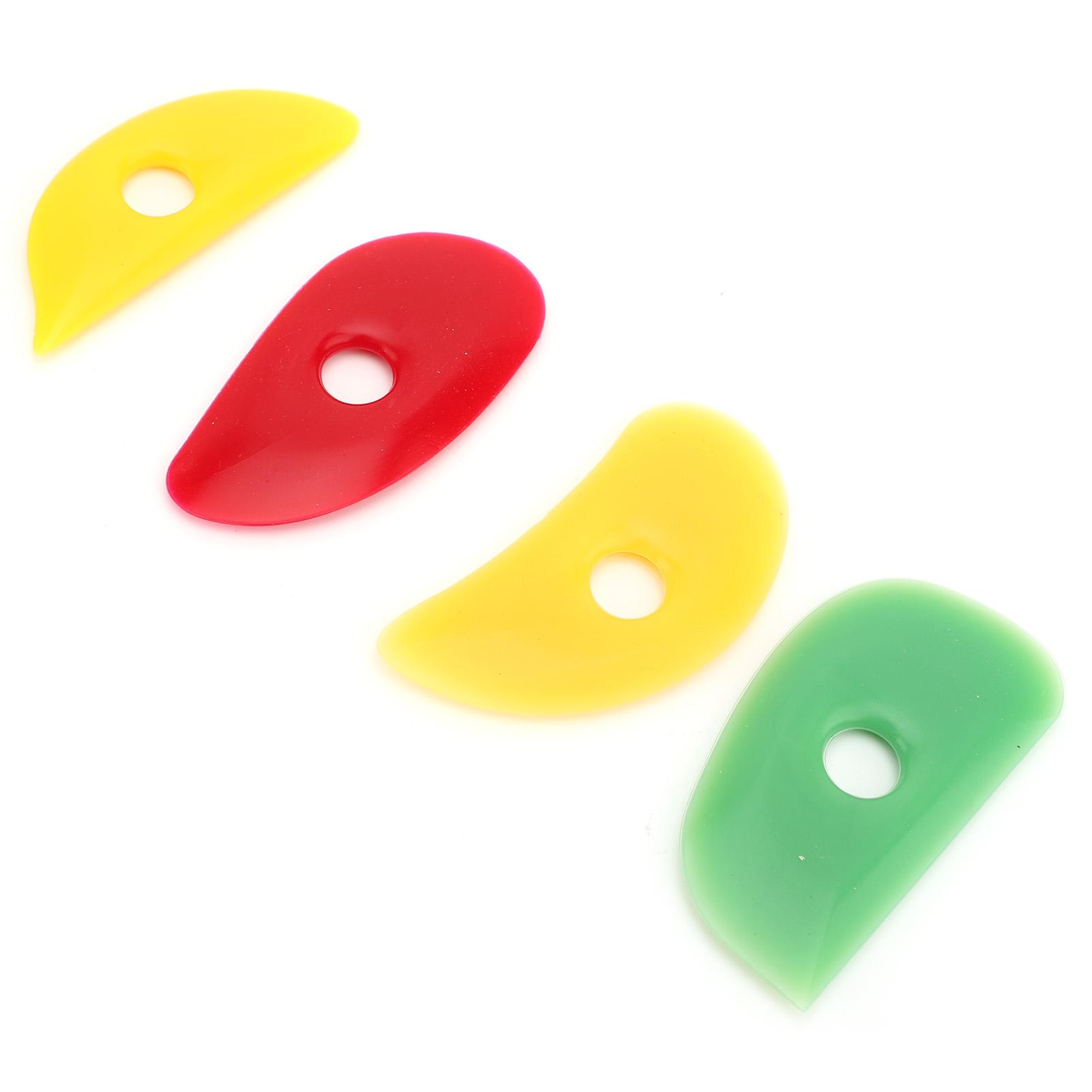 

4 Pieces Soft Silicone Ribs Pottery Ceramic Clay Tools for Sculpting Smoothing and Shaping Yellow Rose Red Orange Green