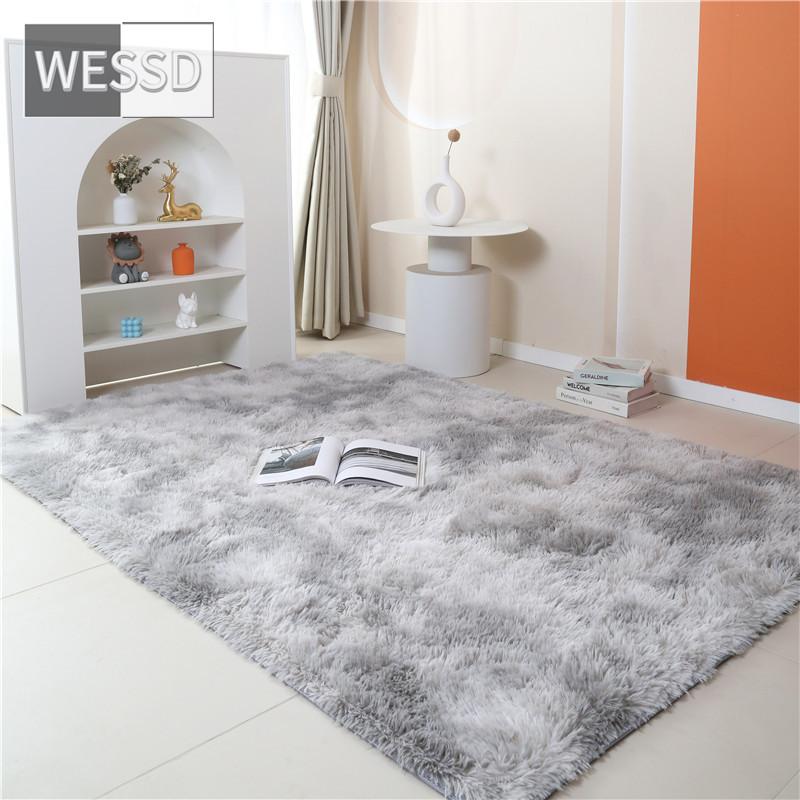

Веселковий пухнастий килим для кімнати для дівчинки. Милий декор у стилі каваї. Барвистий плюшевий килимок для вітальні. Килимок для підлоги у спальні з градієнтним фарбуванням. 50*80cm світло-сірого кольору