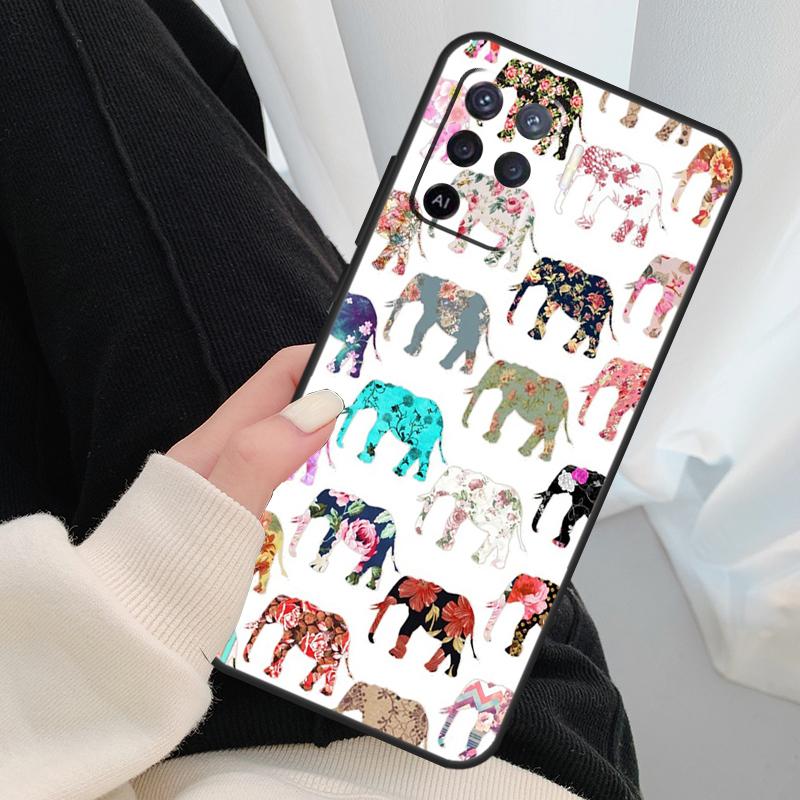 Cute Baby Elephant Case For Oppo A96 A76 A16 A60 A98 A58 A78 A18 A38 A80 A40 A77 A57 A17 A74 A54 A94 A15 A5 Pro