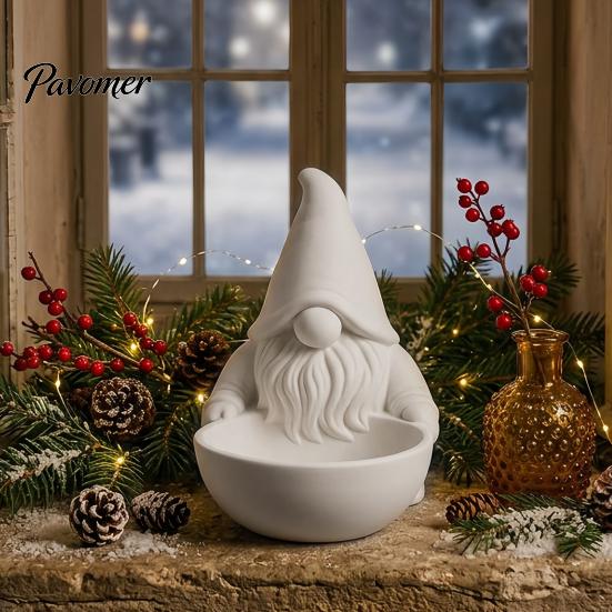 Decorative Candy Dish 3D Printed Gnome Bowl, Nordic Faceless Dish, Dwarf Ornament Tabletop Key Bowl for Christmas Tiered Tray, Mantel, Table