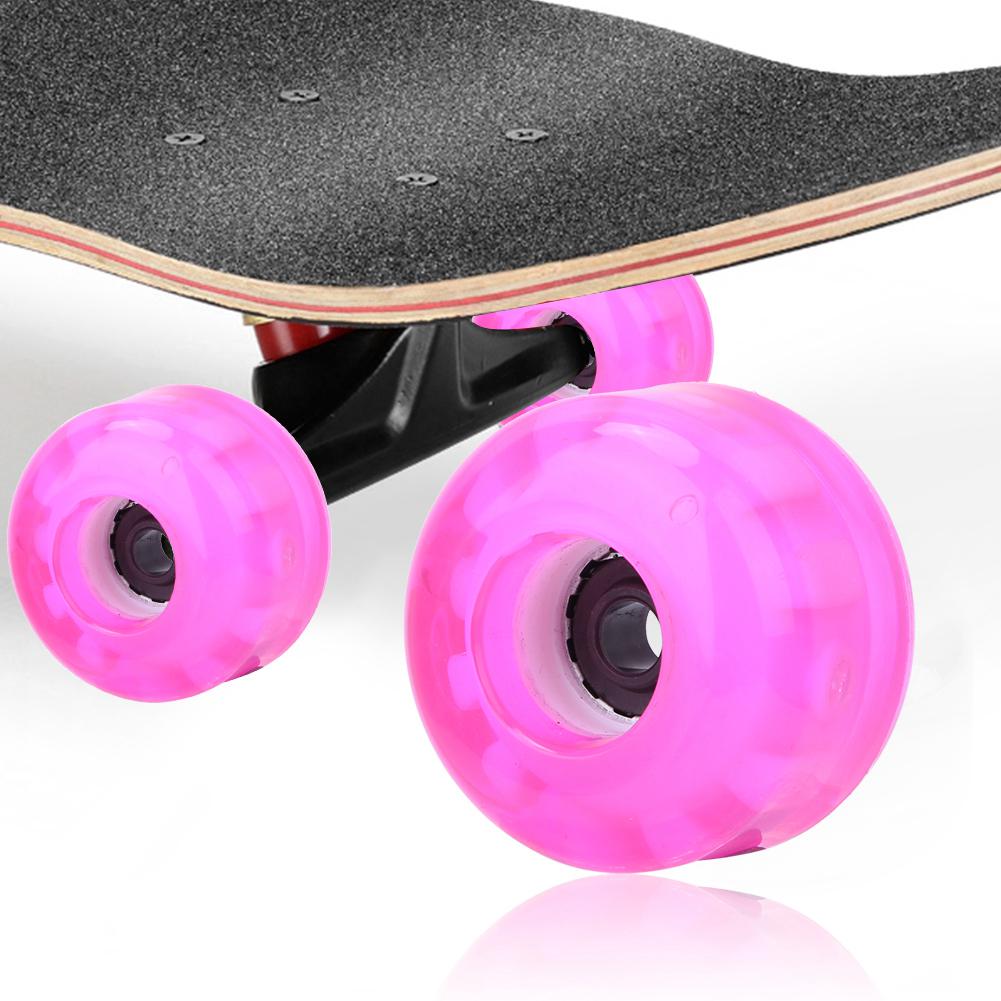 4PCS MS2409 PU Pink 54x36mm Skateboard Double Rocker Flashing Wheel Downspeed Sliding Wheels