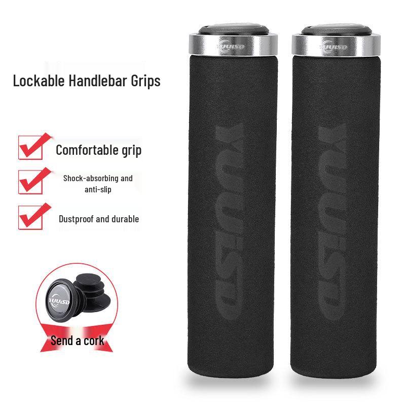 YUUISD Anti-Slip Mountain Bike Foam Grips, Single-Sided Lock-On, Folding Bike Handlebar Grips серебряный