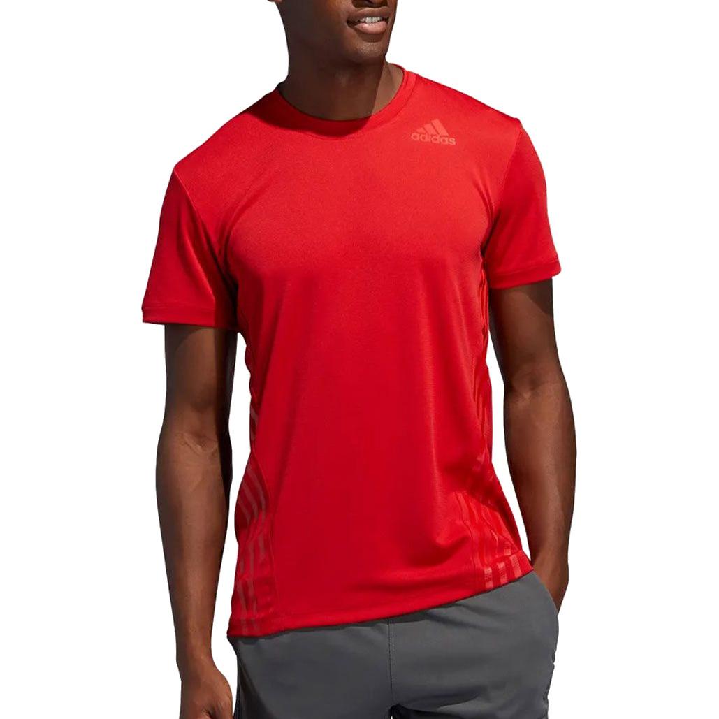Adidas Aeroready 3-Stripes Comfortable Crew Neck Pullover Short Sleeve T-Shirt Men Tops Red FL4314 M